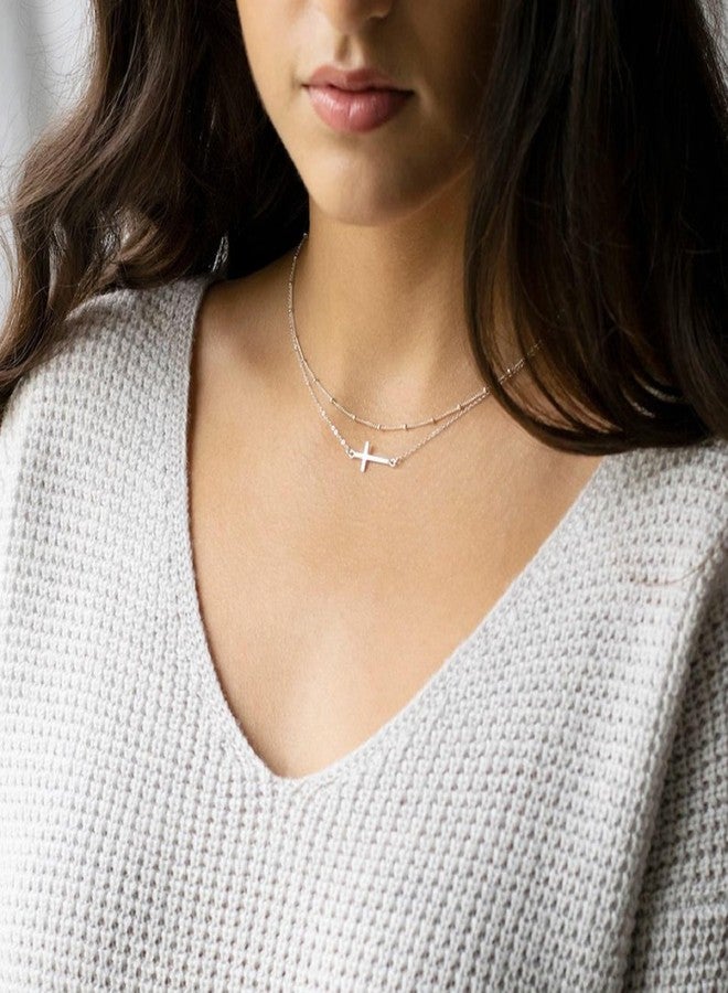 Collner Cross Necklace for Women Sterling Silver Cross Necklace Pendant Dainty Choker Necklace for Women Trendy Jewelry Gifts for Women - Image 2
